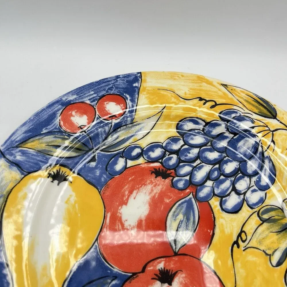 Pier 1 Italy Fruit Dinner Plate 10.5” Pear Apples Grapes Cherries -Discontinued